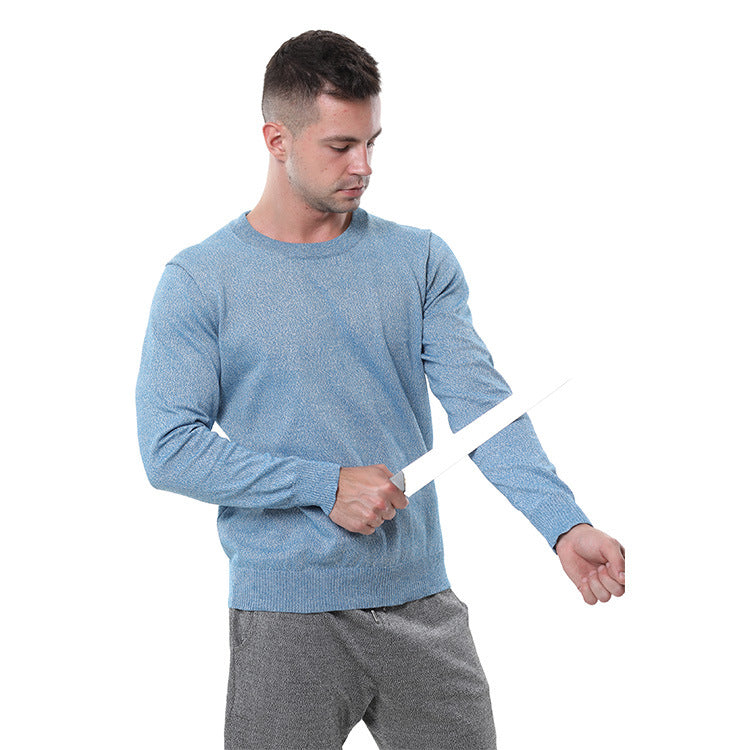 Men's Blue Round Neck Protective Shirt