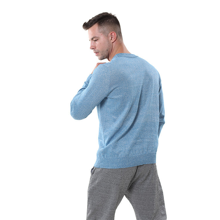 Men's Blue Round Neck Protective Shirt