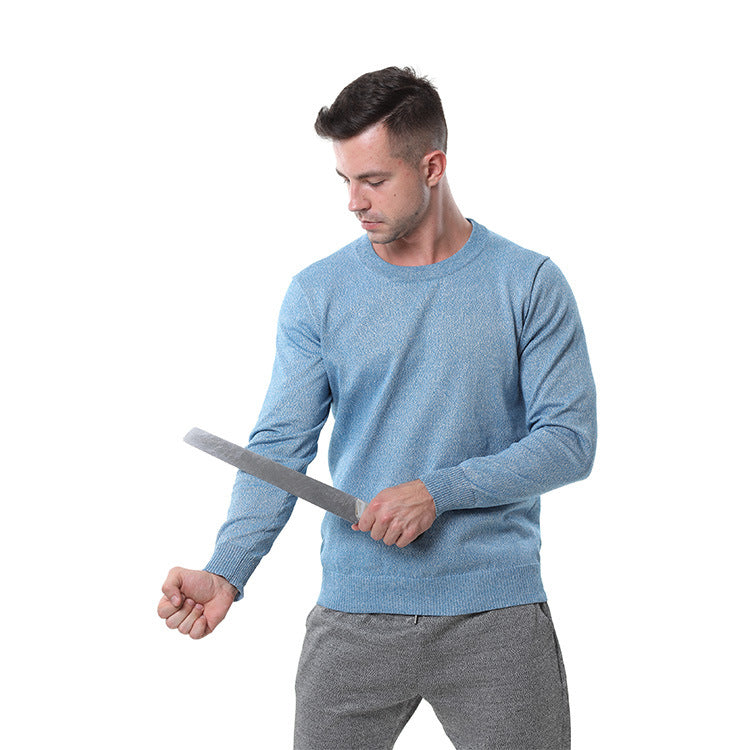 Men's Blue Round Neck Protective Shirt